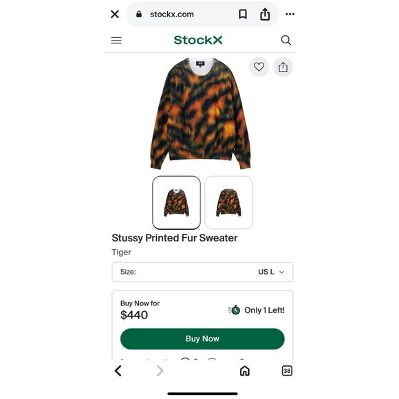 STUSSY  RARE Printed Fur Crew Neck Knit Large Cotton Multicolor - Picture 2 of 11